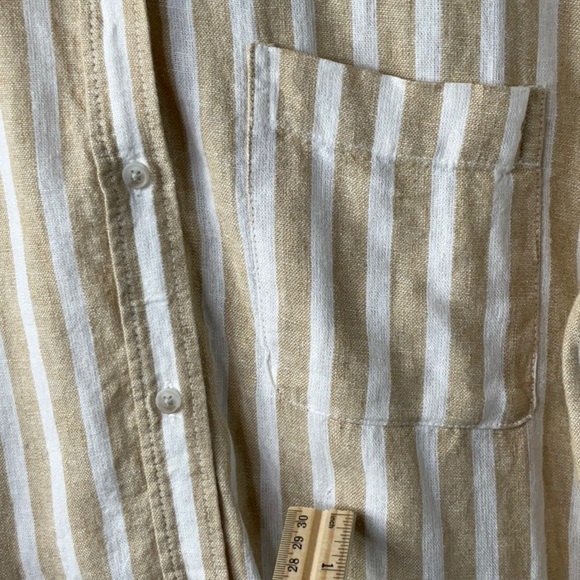 Universal Thread Womens Tan & White Striped Long Sleeve Button Down  Size M - Picture 5 of 11